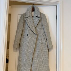 Elegant Women's Gray Plaid Trench Coat